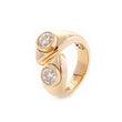 14K Yellow Gold 1ct Old European Cut Lab Diamond Bezel Toi et Moi Engagement Ring