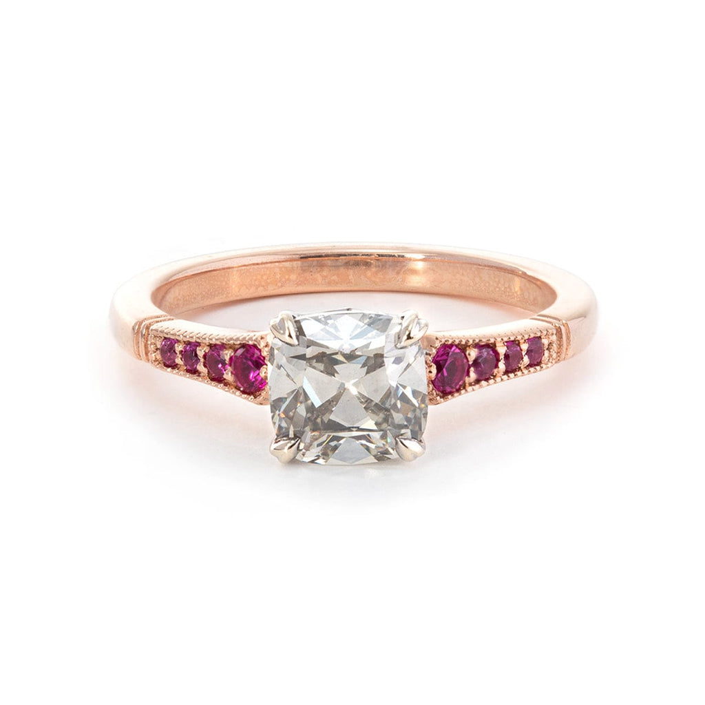 14K Rose Gold 1.39ct OMC Diamond Side Stone Statement Ring (Only Ring Setting, Excluding Side Stones)