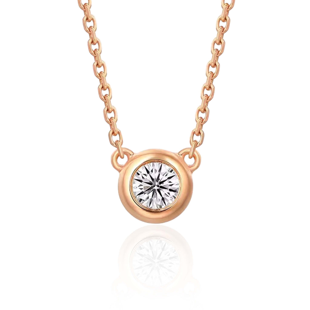 14k Rose Gold Bezel Lab Diamond Bubble Necklace(Mounting)