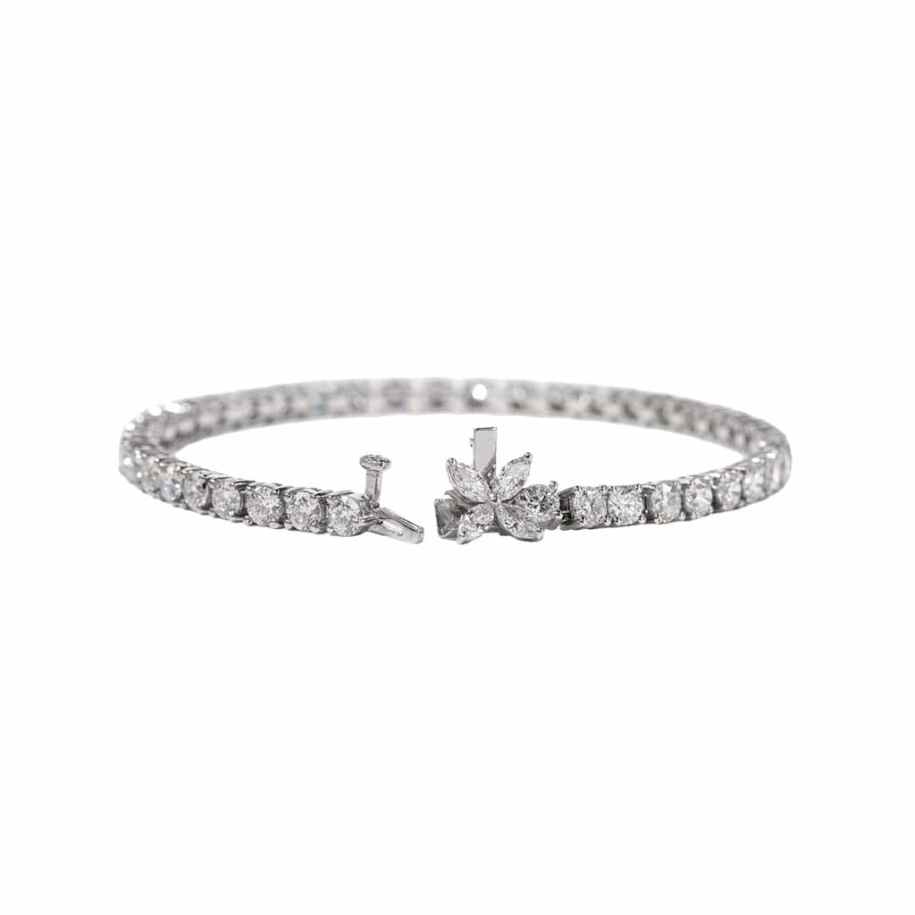 14k White Gold Marquise Diamond Tennis Bracelet