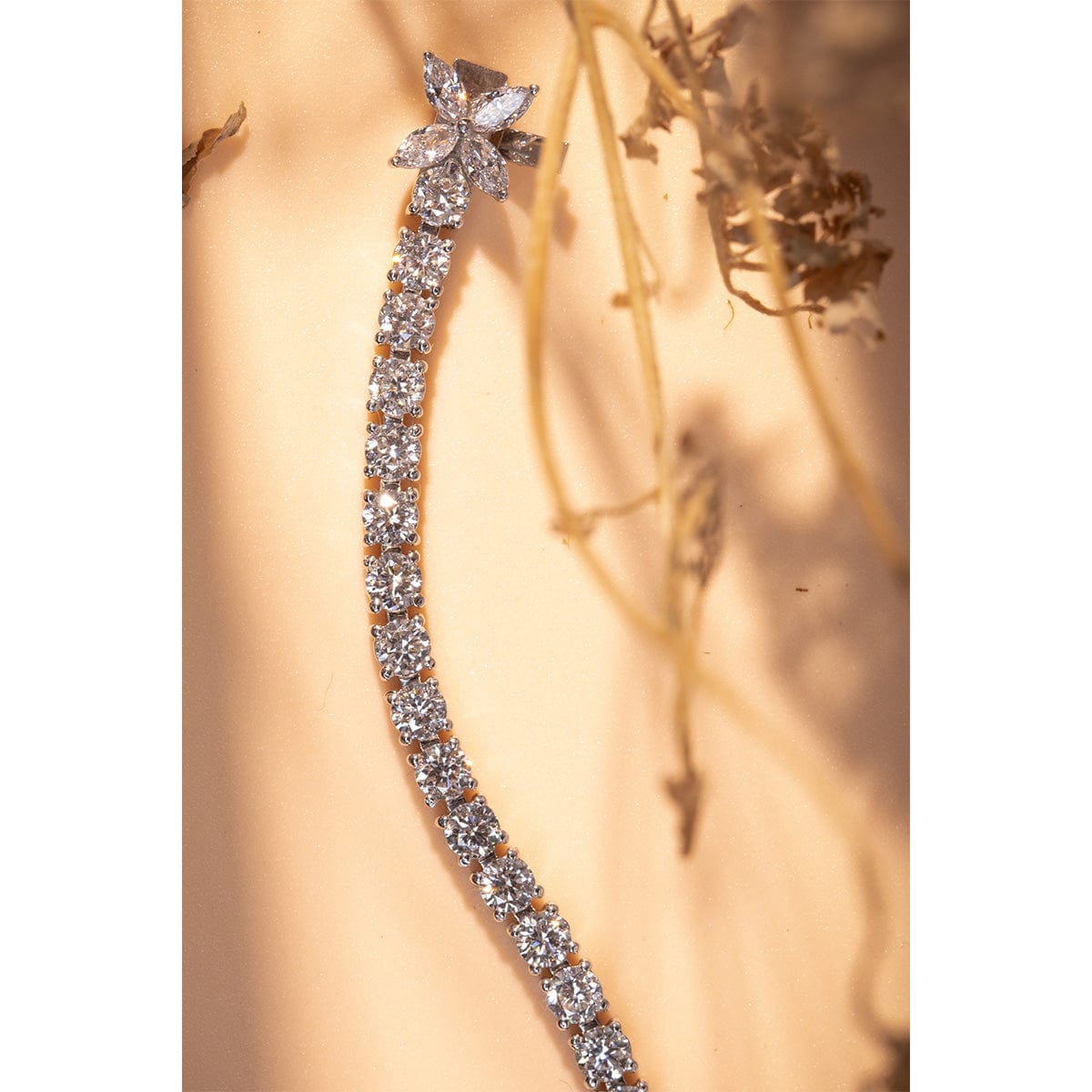 14k White Gold Marquise Lab Created Diamond Tennis Bracelet
