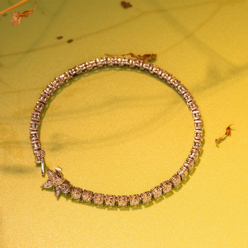 14k White Gold Marquise Lab Created Diamond Tennis Bracelet