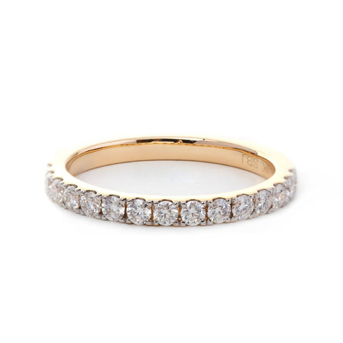 14K Yellow Gold Setting & White Gold Prongs Round Lab Diamond Half Eternity Ring