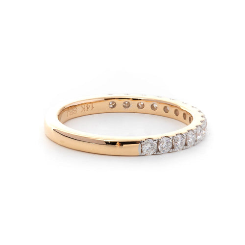 14K Yellow Gold Setting & White Gold Prongs Round Lab Diamond Half Eternity Ring