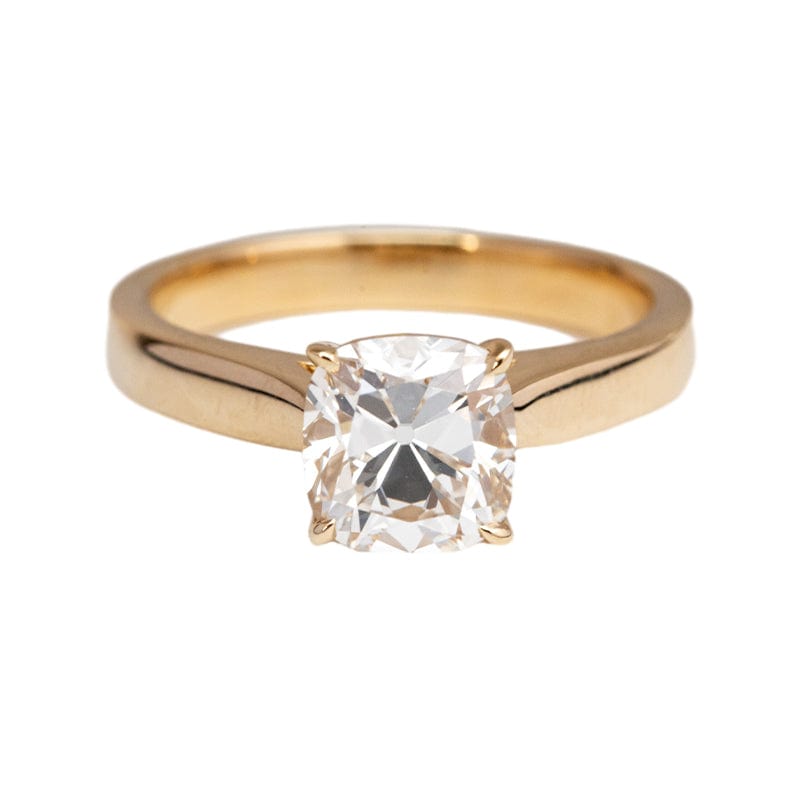 14k Yellow Gold 1.5 Carat Antique Old Mine Cut Diamond Solitaire Ring (Ring Setting Only)