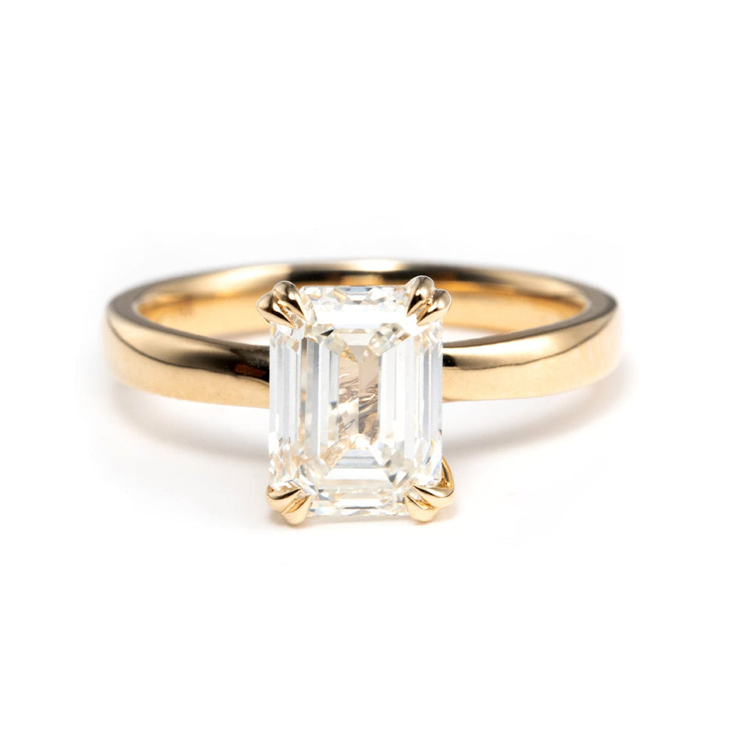 14k Yellow Gold Emerald Cut Lab Diamond Solitaire Ring (Ring Setting Only)