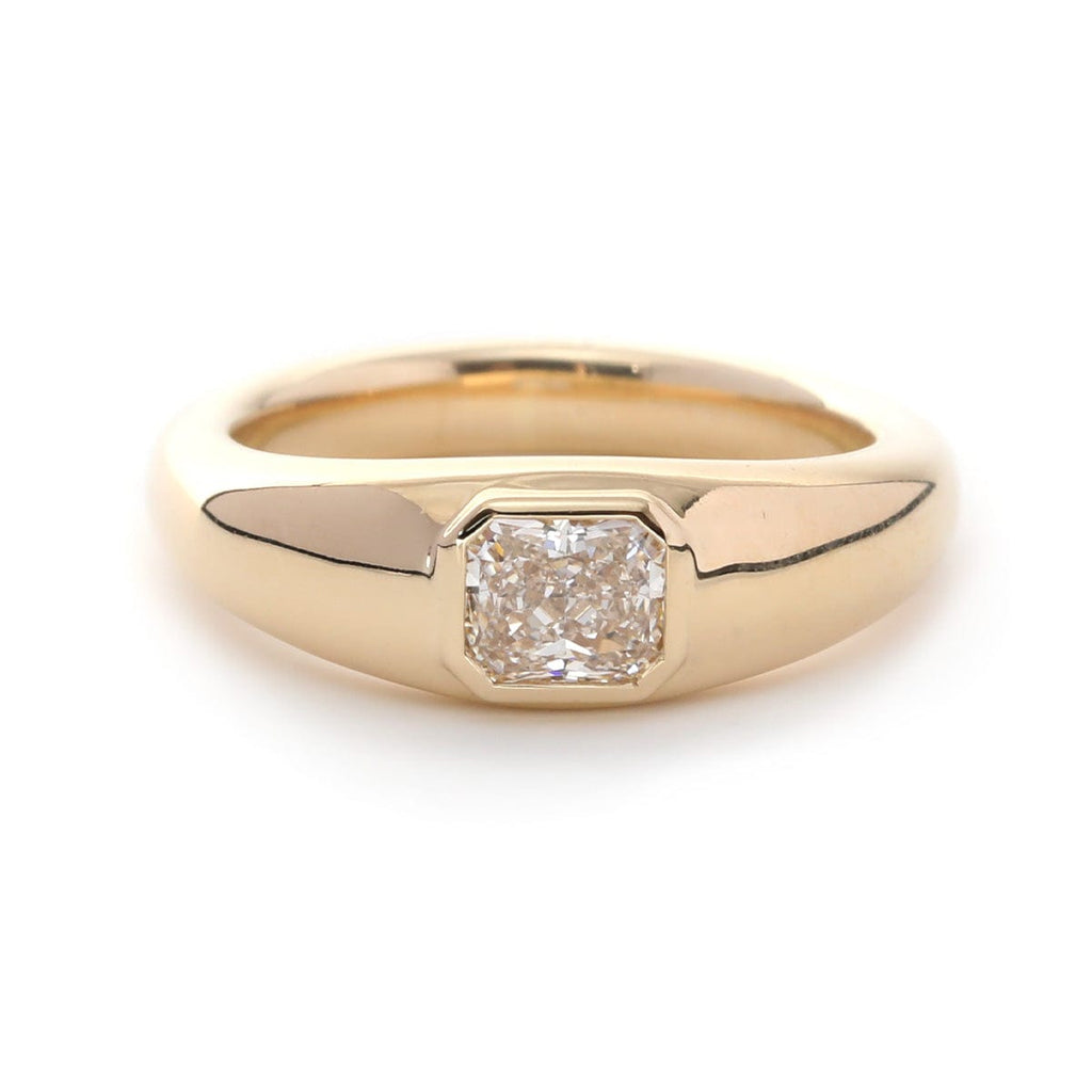 14K Yellow Gold Princess Cut Lab Diamond Men's Wedding Band (Ring Setting Only)