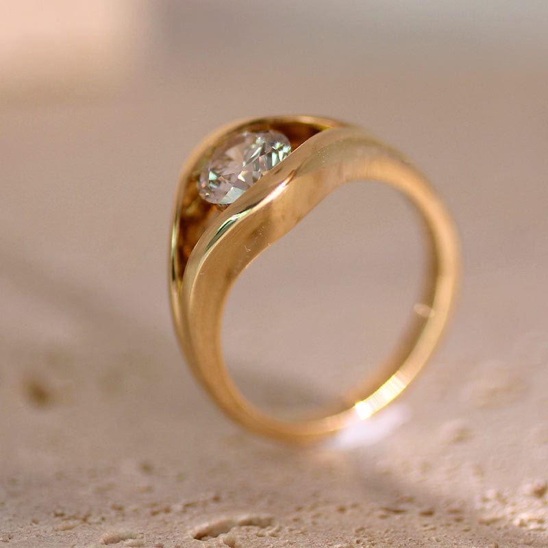 14k Yellow Gold Round Lab Diamond Split Shank Engagement Ring (Ring Setting Only)