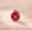 14K Yellow Gold Cushion Lab Ruby Pendant Necklace