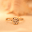 14K Yellow Gold Cushion Cut Lab Diamond Bezel Setting Pinky Ring