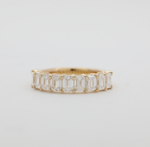 指定客户专用14K Yellow Gold 4*3mm Emerald Cut Lab Diamond Half Eternity Ring ( Group Order / Including DHL shipping)