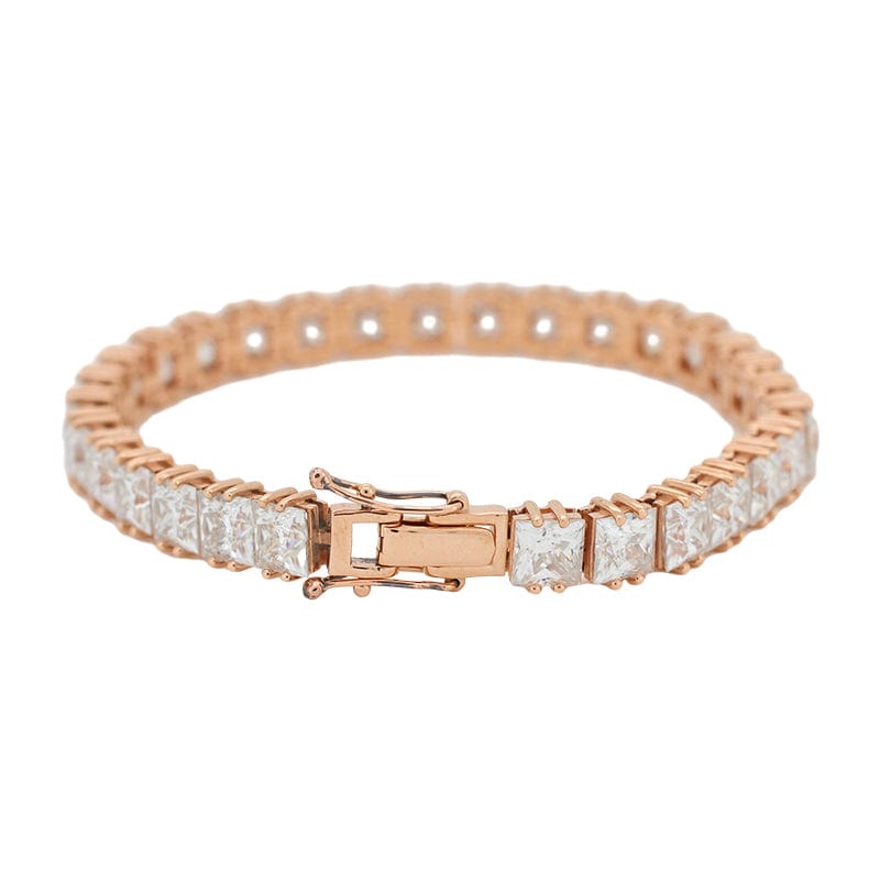 18k Rose Gold Princess Lab Diamond Tennis Bracelet