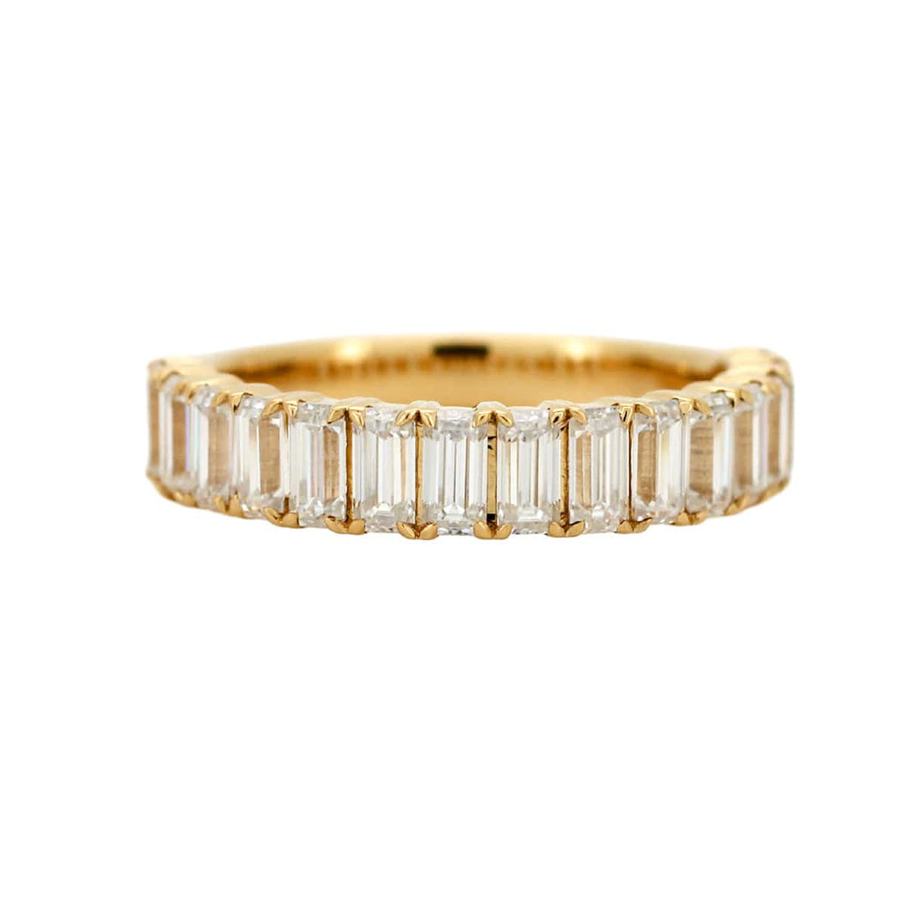 18K Yellow Gold Emerald Cut Moissanite Half Eternity Band