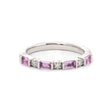 Platinum 3x2mm Baguette Cut Pink Sapphire & Round Lab Diamond Half Eternity Ring