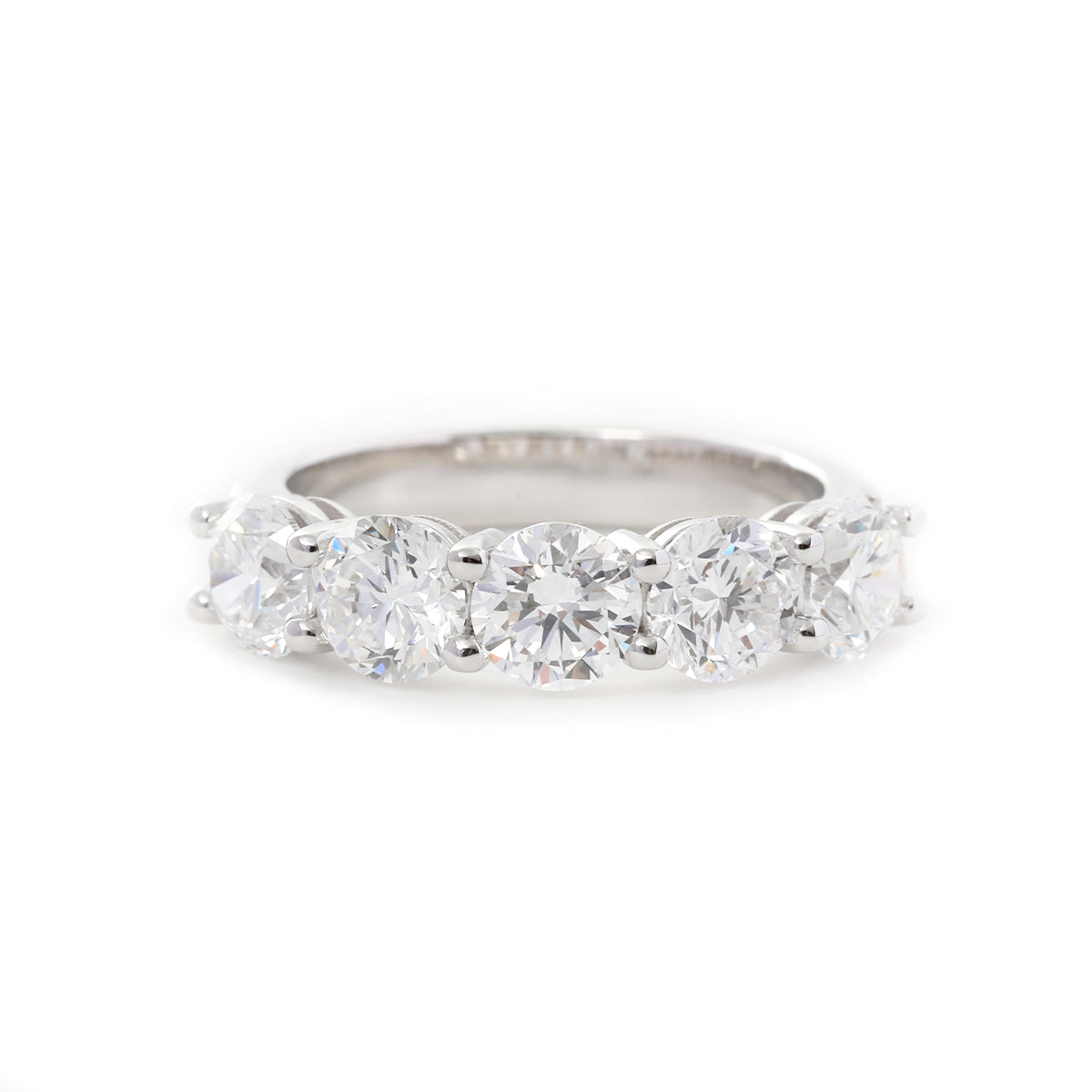 14K White Gold 5-Sotne Round Diamond Ring