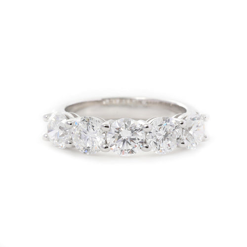 14K White Gold 5-Sotne Round Diamond Ring