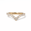 18K Yellow Gold Round Cut Lab Diamond V Shape Wedding Band Enhancer