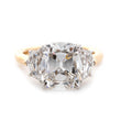 18K Yellow Gold & Platinum 4.68ct Old Mine Cut Lab Diamond & Step cut Eldorado Three-stone Engagement Ring
