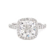 18K White Gold 4ct Cushion Cut Lab Diamond Halo Ring