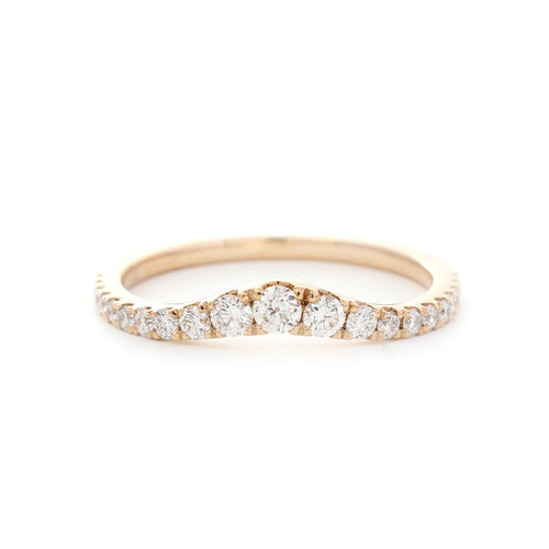 14K Yellow Gold Round Diamond Graduated V Half Eternity Ring