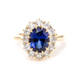 Oval Cut Sapphire Halo OEC Diamond Ring