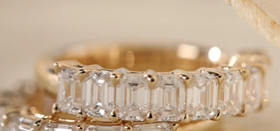 指定客户专用14K Yellow Gold 4*3mm Emerald Cut Lab Diamond Half Eternity Ring ( Group Order / Including DHL shipping)