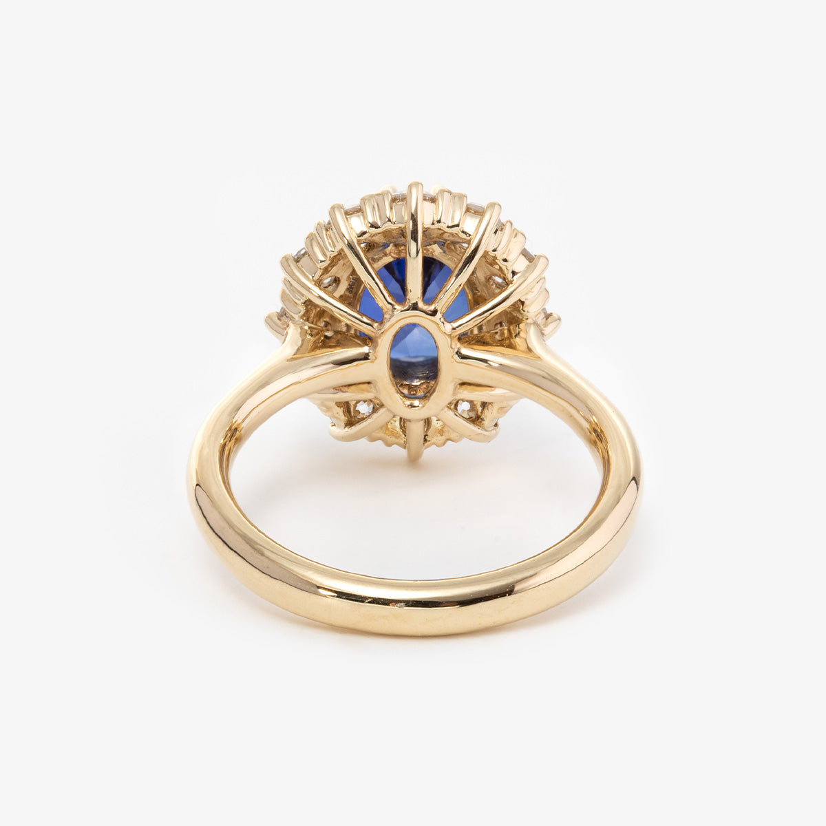 Oval Cut Sapphire Halo OEC Diamond Ring