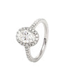 18K White Gold 1.06ct Oval Cut Lab Diamond Halo Pave Engagement Ring