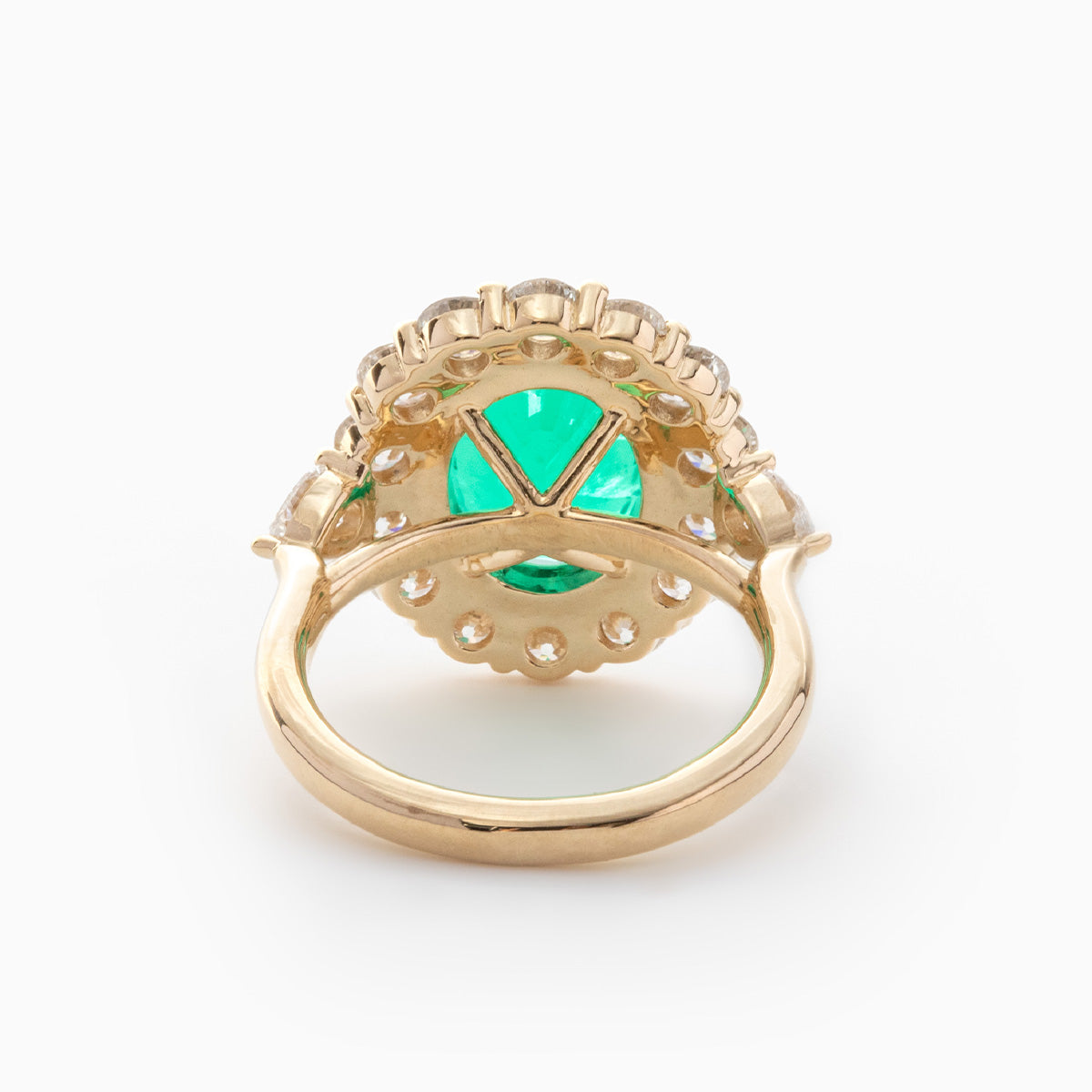 Oval Colombian Emerald Halo OEC Diamond & Pear Cut Side-stone Ring