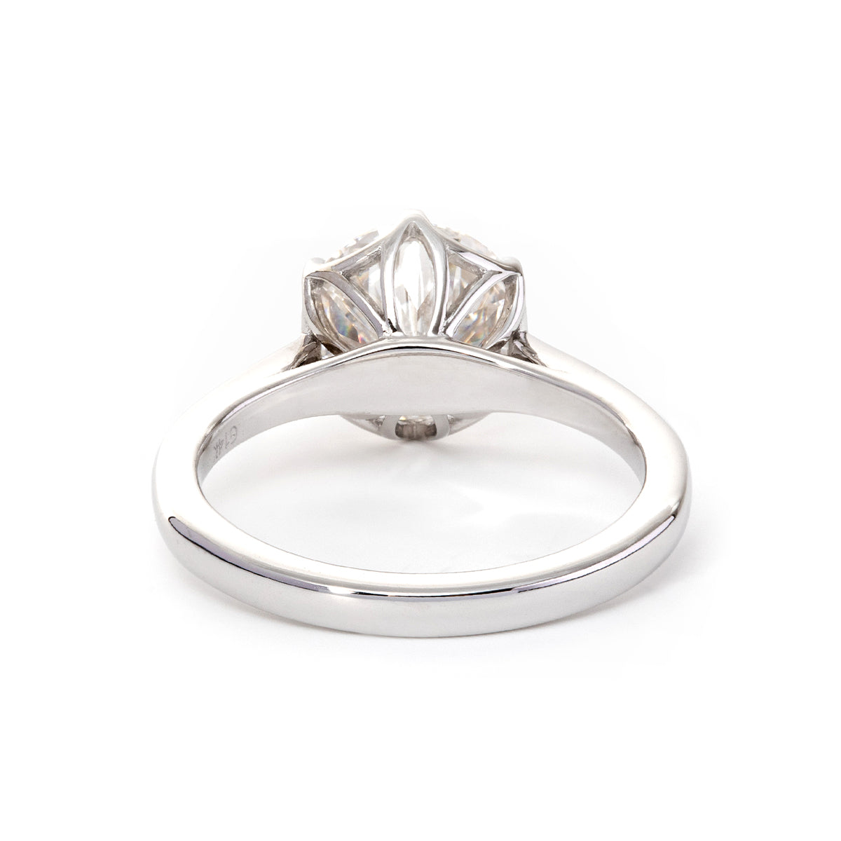 Transitional Cut Round Diamond Flower Basket Solitaire Engagement Ring