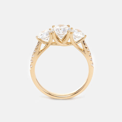 Round Cut Lab Diamond Three-stone Ring