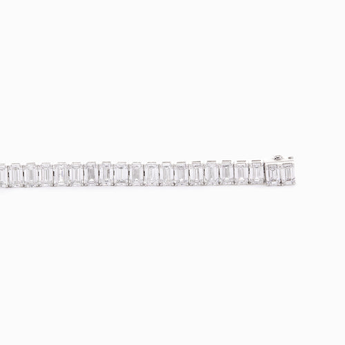 14K White Gold Emerald Cut Lab Diamond Tennis Bracelet