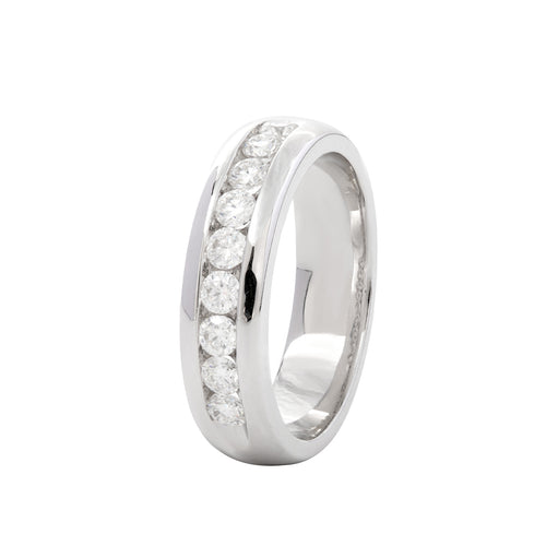 14K White Gold Round Diamond Half Eternity Ring