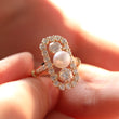 Pearl & Round Lab Diamond Ring