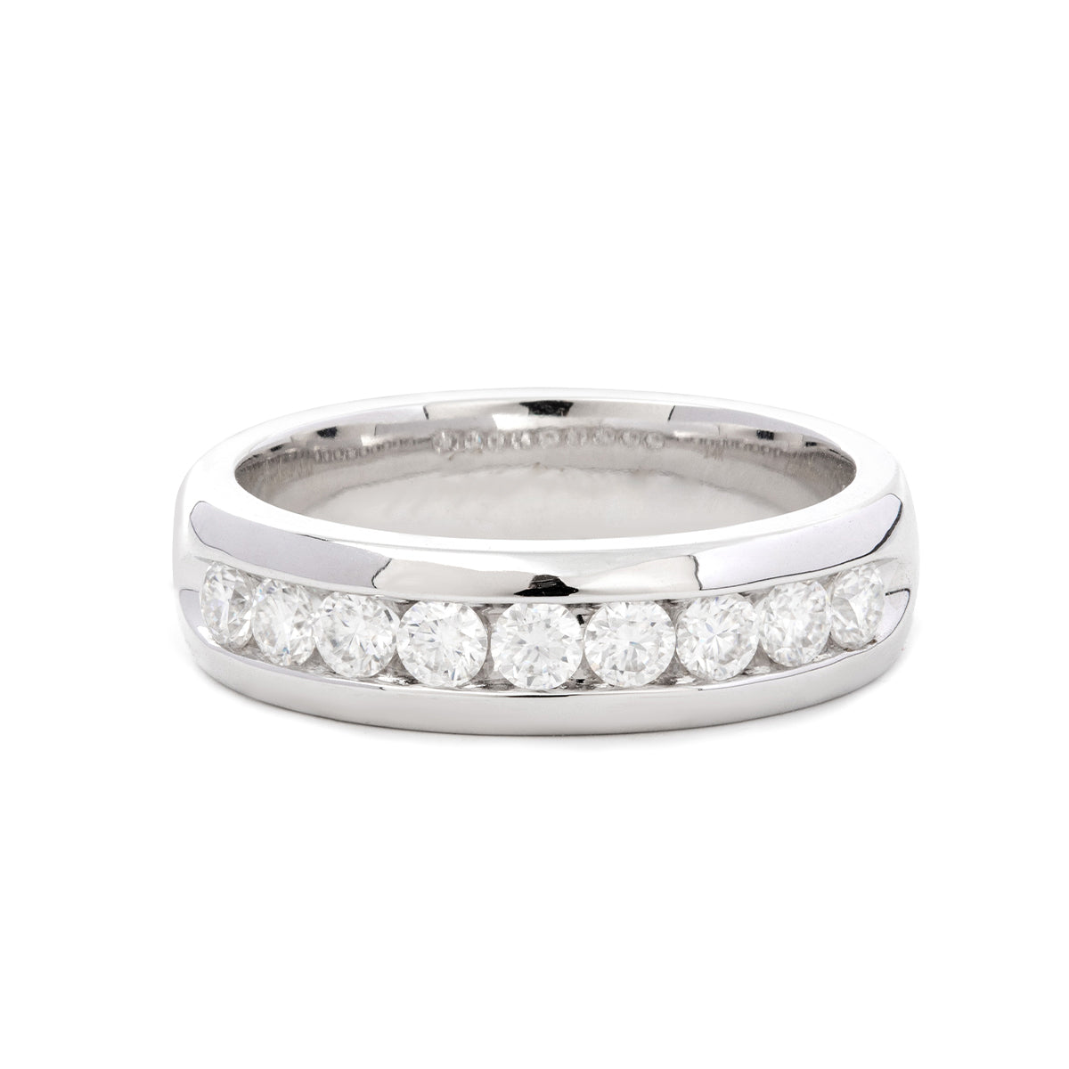 14K White Gold Round Diamond Half Eternity Ring