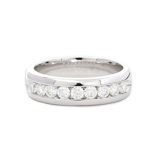 14K White Gold Round Diamond Half Eternity Ring