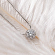 Platinum Round Brilliant Cut Lab Diamond Halo Setting Necklace